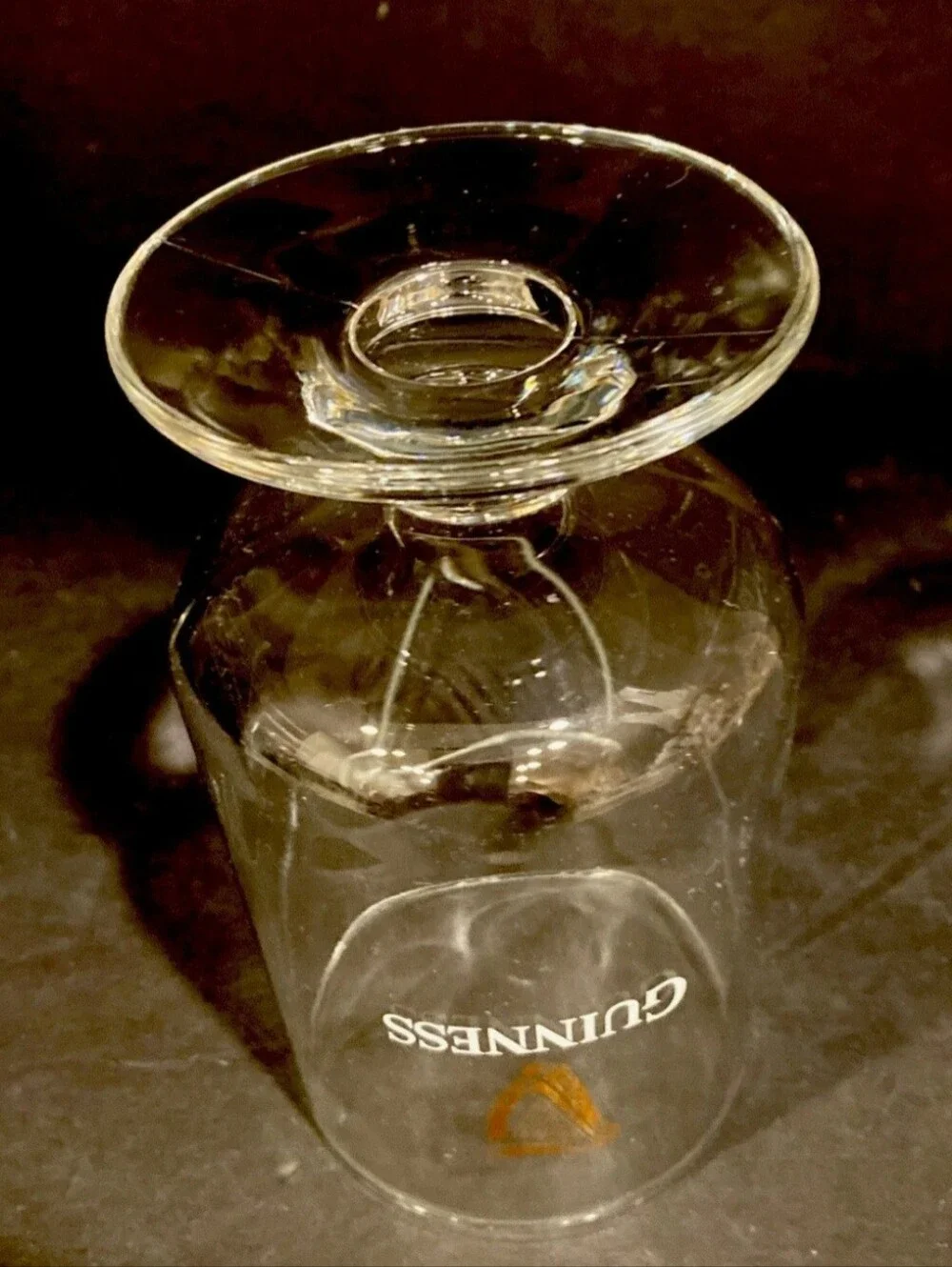 Guinness Clear Glass with Gold Harp and White Lettering SET OF 2.
